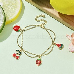 Alloy Enamel Fruit Charm Bracelets&nbsp;BJEW-JB09894-01