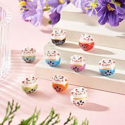 9Pcs Handmade Printed Porcelain Beads&nbsp;PORC-TADJ0001-01C