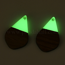 Walnut Wood & Luminous Glow in the Dark Resin Pendants&nbsp;RESI-N039-73