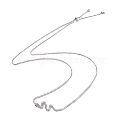 Cubic Zirconia Snanke Pendant Necklace with Cup Chains&nbsp;NJEW-P276-01P