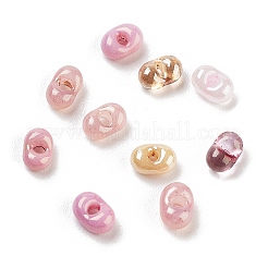 ガラスビーズ  オーバル  DIYブレスレットアクセサリー  ピンク  4x3x2mm  穴：0.8mm&nbsp;GLAA-U003-01E