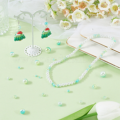 1830 個 5 スタイル ABS プラスチック模造パールビーズ  グラデーションマーメイドパールビーズ  ラウンド  グリーン  4~12x1.4~11.5mm  穴：2mm&nbsp;MACR-SP0001-03C