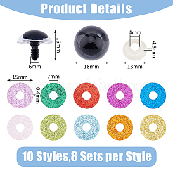 80 Sets 10 Colors Plastic Doll Craft Eyes&nbsp;DIY-DC0002-38B