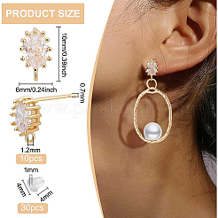 10Pcs Brass Clear Cubic Zirconia Stud Earring Findings&nbsp;KK-BC0008-76