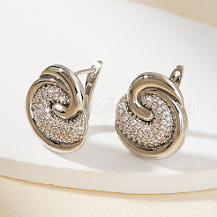 French Style Brass Clear Cubic Zirconia Swirl Stud Earrings&nbsp;HY3681-1