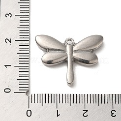 変色しない304ステンレススチールペンダント  トンボのチャーム  ステンレス鋼色  19.5x25x3.5mm  穴：1.8mm&nbsp;STAS-R223-24