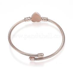 316 Surgical Stainless Steel Torque Bangles&nbsp;BJEW-D437-A37-RG