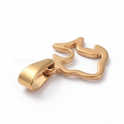 304ステンレススチールチャーム  魚  ゴールドカラー  12x11x1mm  穴：6x2.5mm&nbsp;STAS-I127-037G
