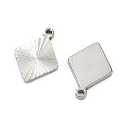 304ステンレスペンダント  レイと  ステンレス鋼色  ひし形チャーム  17x11.5x1.5mm  穴：1.4mm&nbsp;STAS-C167-08F-P