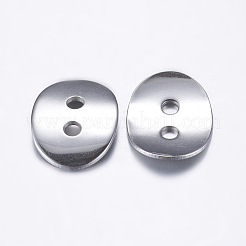 変色しにくい304ステンレススチールボタン  2穴  オーバル  ステンレス鋼色  14x10.5x1mm  穴：2mm&nbsp;X-STAS-L198-04P
