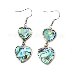 Brass Natural Abalone Shell Dangle Earrings&nbsp;EJEW-F388-01B-P
