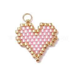 MIYUKI Delica Glas Seed Beaded Heart Pendants&nbsp;PALLOY-MZ00701-01