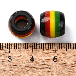 不透明ストライプ樹脂ヨーロピアンビーズ  ジャマイカの色  バレル大きな穴ビーズ  カラフル  10x12mm  穴：5.5mm&nbsp;RESI-G104-01A
