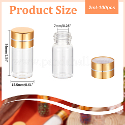 透明なガラスビーズ容器  詰め替え式ボトル  ゴールデンロッド  3.4x1.55cm  容量：2ml（0.07fl.oz）&nbsp;DIY-WH0430-388B