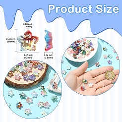 100個6色電気メッキツートン透明樹脂ビーズ  花  ミックスカラー  11x12x3.5mm  穴：1.6mm&nbsp;RESI-CJ0005-28