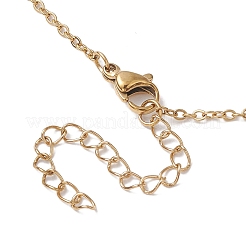 304 ステンレス ケーブル チャイナ ネックレス  天然石ペンダントネックレス  ライトゴールド  11.34インチ（28.8cm）&nbsp;NJEW-JN04868-01