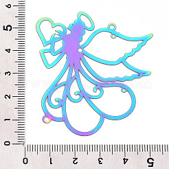 201 ステンレススチールエンジェルシャンデリアコンポーネントリンク  虹色  57x55x0.3mm  穴：1~1.8mm&nbsp;STAS-N103-208RC