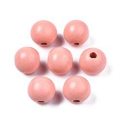 Painted Natural Wood European Beads&nbsp;WOOD-S049-06J