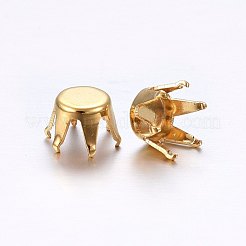 201ステンレススチールラインストーン爪留め  ゴールドカラー  8x6mm  トレイ：7.5mm&nbsp;STAS-O098-10G-05