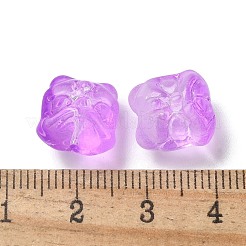 ベーキングペイント透明ガラスビーズ  グラデーションカラー  ライオン  マゼンタ  11.5x11x9.5mm  穴：1.2mm&nbsp;GLAA-C035-01S