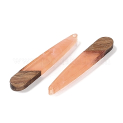 レジン＆ウッドパーツ  ティアドロップチャーム  ライトサーモン  44x7.5x3.5mm  穴：1.2mm&nbsp;WOOD-F015-01B