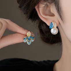 Alloy & Rhinestone & Plastic Pearl Stud Earrings&nbsp;WG6922F-01