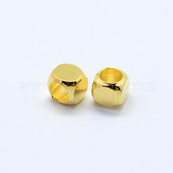 Cube Brass Spacer Beads&nbsp;KK-L015A-01G