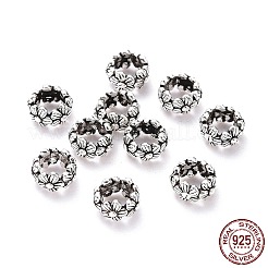 925スターリングシルバースペーサービーズ  花と環  アンティークシルバー  6x3mm  穴：3.3mm&nbsp;LS-FIND-M004-01AS