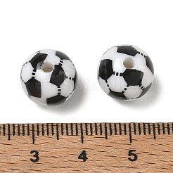 スポーツ用不透明アクリルビーズ  サッカー  ブラック  12mm  穴：2.2mm&nbsp;AC-CBAC27C-02A