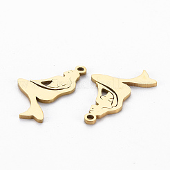 イオンプレーティング（IP）201ステンレスペンダント  切る  人魚  ゴールドカラー  20x12x1mm  穴：1.2mm&nbsp;STAS-Q240-066G