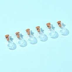 ミニ高ホウケイ酸ガラスボトルビーズ容器8個  ウィッシングボトル  コルク栓付き  ラウンド  透明  2.3x1.4cm&nbsp;BOTT-FS0001-01