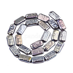 Abs プラスチック模造パール ビーズ 連売り  ABカラーメッキ  長方形  ブラック  17x9x4mm  穴：0.7mm  約24個/連  16.14インチ（41cm）&nbsp;KY-N015-06-A01