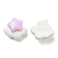 オペーク樹脂カボション  星のある雲  ミックスカラー  12x12x6.5mm&nbsp;RESI-K027-04