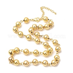 Brass Round Beads Link Chain Necklaces for Women&nbsp;NJEW-B157-19G
