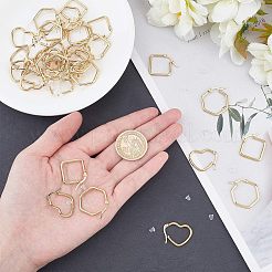 201 ステンレススチールフープピアス  304ステンレスピン付き  ハート  六角  菱形  プラスチック製のピアスキャッチで  ゴールドカラー  18pair /箱&nbsp;EJEW-UN0001-18