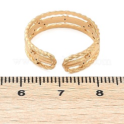 女性用304ステンレススチールオープンカフリング  18KGP本金メッキ  5.5mm  調整可能&nbsp;RJEW-A056-03G