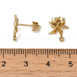 イオンプレーティング（IP）304ステンレススチールスタッドピアス金具  風車  ゴールドカラー  11x9.5mm  穴：1.2mm  ピン：11x0.7mm&nbsp;STAS-I206-54G