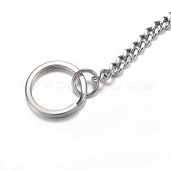 変色しにくい304ステンレススチール製スプリットキーリング  キーホルダー留め金のパーツ  ステンレス鋼色  64mm&nbsp;STAS-G085-12