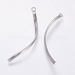 変色しない304ステンレススチールペンダント  ツイスト  ステンレス鋼色  40~43x2x1mm  穴：1.6mm&nbsp;STAS-F230-04P