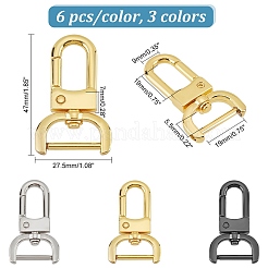 6pcs 3 colors Zinc Alloy Swivel Lobster Claw Clasps&nbsp;FIND-PH0008-62B