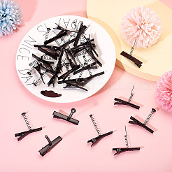 30 個 3 スタイル鉄ワニのヘアクリップパーツ  スプリング付き  ブラック  40.5~41x10x34~48.5mm  10個/スタイル&nbsp;PHAR-TA0001-10