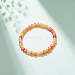 Natural Weathered Agate(Dyed) Round Beaded Stretch Bracelet&nbsp;BJEW-JB08363-06