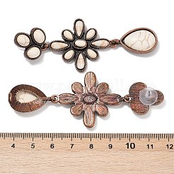 合金合成ターコイズダングルスタッドピアス  ティアドロップの花  赤銅鉱  81.5x31mm&nbsp;EJEW-U053-06R
