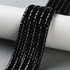 天然石オブシディアンビーズ連売り  ヒシビーズ  フラットラウンド/ディスク  4x2~2.5mm  穴：0.7mm  約154個/連  15.35''（39センチメートル）&nbsp;G-H230-61