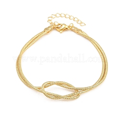 Brass Round Snake Chain Knot 2-Strand Bracelets for Women&nbsp;KK-CBA68DA-17C-G
