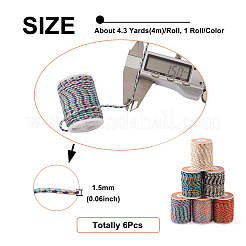 6 Rolls 6 Colors 4-Ply Cotton Cord&nbsp;OCOR-BT0001-07