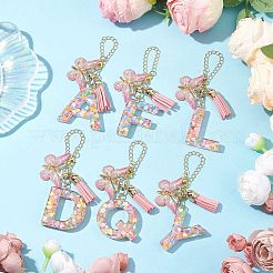 樹脂製文字カップチャーム  カップ吊り下げ飾り用のアクリル蝶とフェイクスエードタッセル  a～zの文字  152.5~157mm  26個/セット&nbsp;HJEW-JM02070