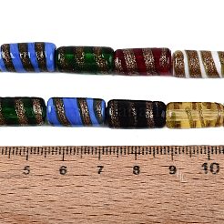 Handmade Gold Sand Lampwork Beads Strands&nbsp;LAMP-Q041-02