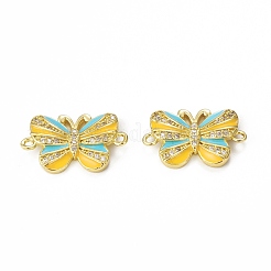 Brass Micro Pave Cubic Zirconia Connector Charms&nbsp;KK-E068-VB407-3