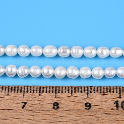 天然養殖淡水パールビーズ連売り  ライス  乳白色  3~4.5x3.5~4mm  穴：0.3~0.5mm  約94~107個/連  15.28~15.47''（38.8~39.3センチメートル）&nbsp;PEAR-T006-22